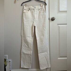 Abercrombie & Fitch Off-White High-Rise Straight-Leg Jeans